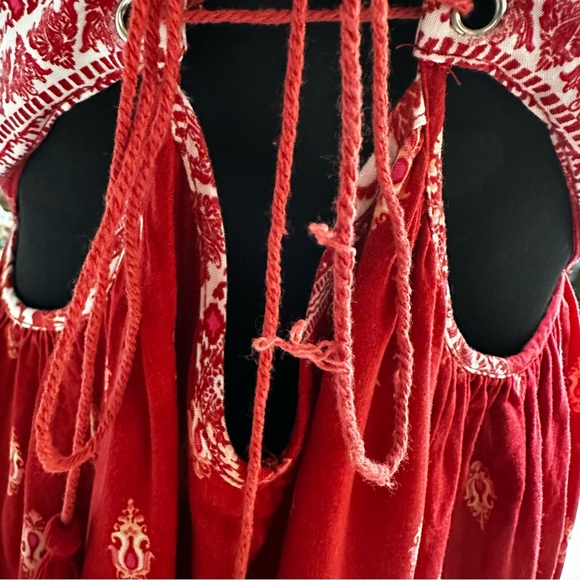 LULUS- Boho Red 🌹Floral Deep V-Neck Mini Dress (L) - Picture 13 of 13